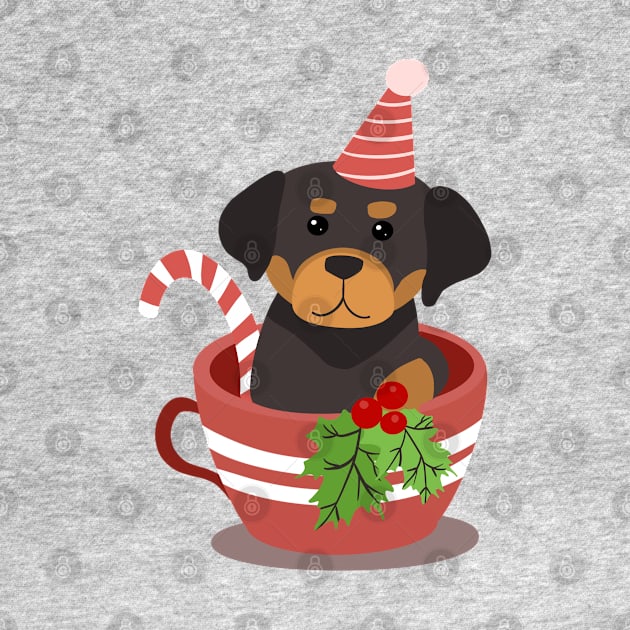 Cute Rottweiler Puppy In A Cup | Merry Christmas by i am Cuta